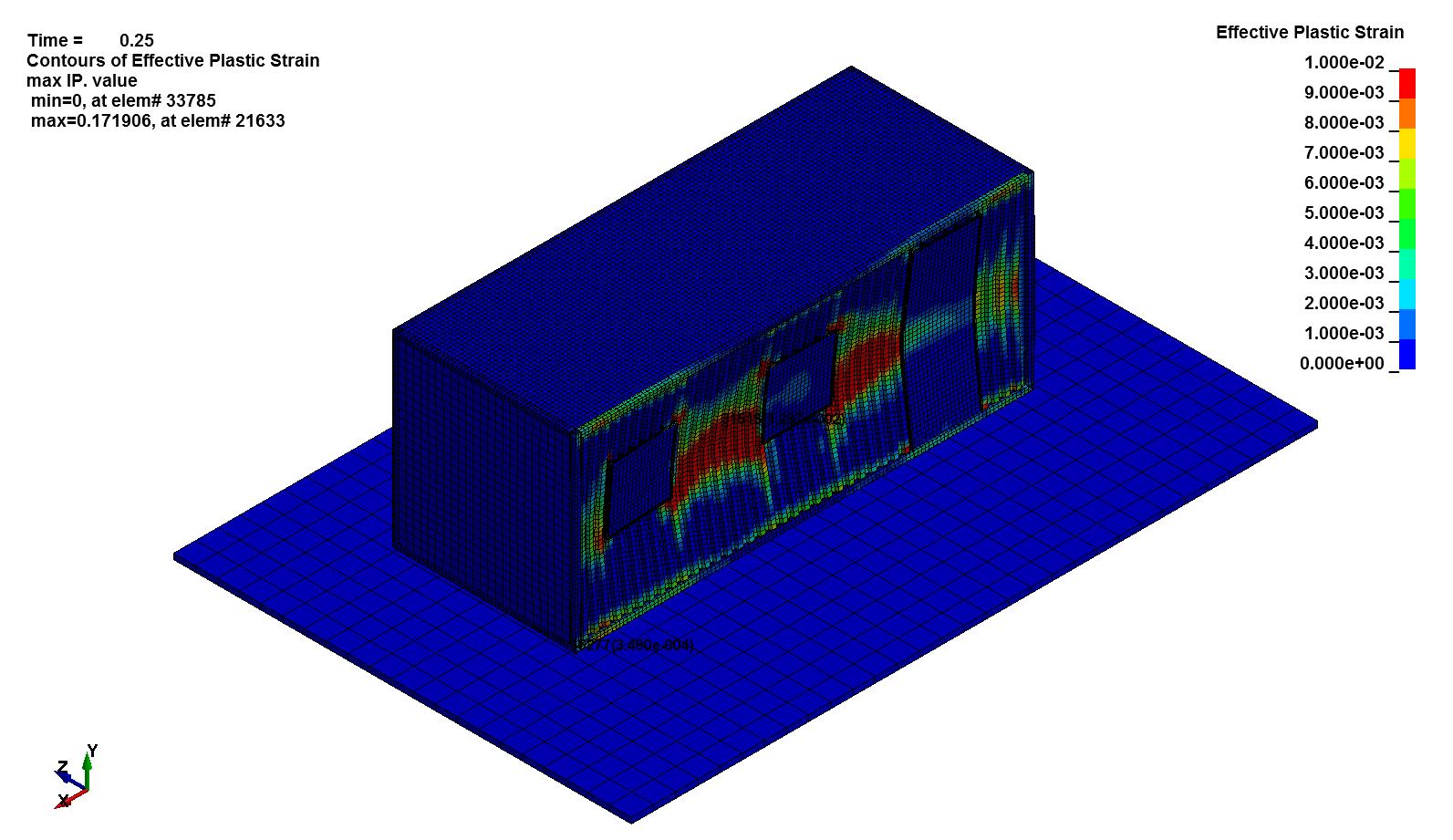 Blast Resistant Building: Effective Plastic Strain